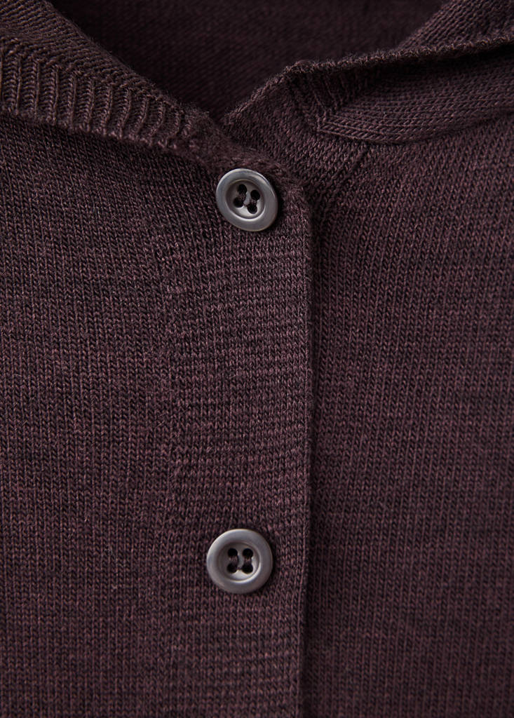 Fine-knit hooded cardigan — Brown