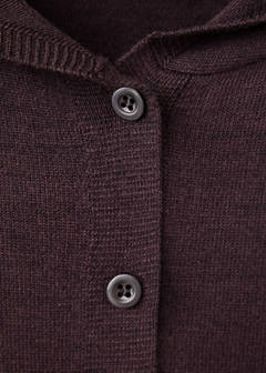 Fine-knit hooded cardigan — Brown 6