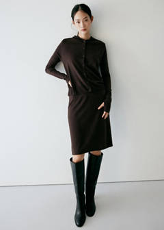 Fine-knit hooded cardigan — Brown 9