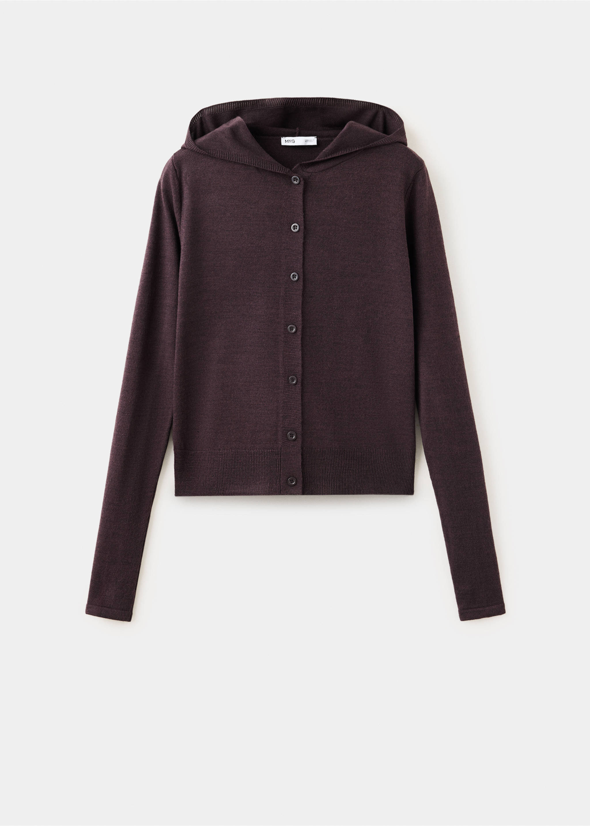 Fine-knit hooded cardigan - Article without model, Brown. Ref: 37085877-00.