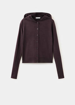 Fine-knit hooded cardigan — Brown 5