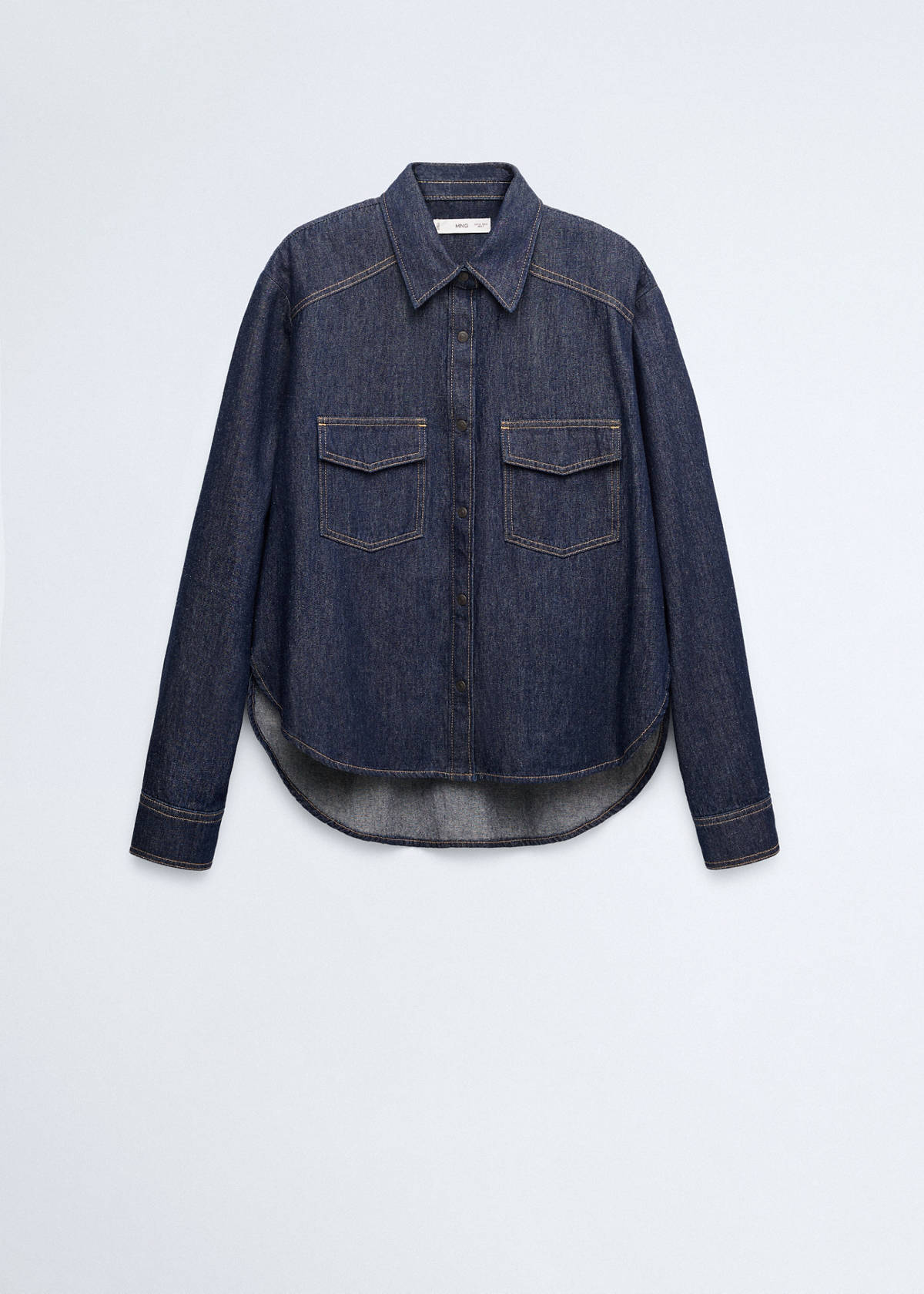 Denim shirt with flap pockets — Open Blue