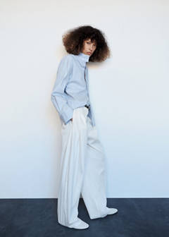 Oversized funnel-neck shirt — Blue 2