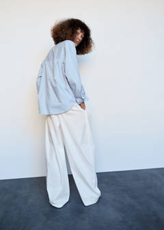 Oversized funnel-neck shirt — Blue 3