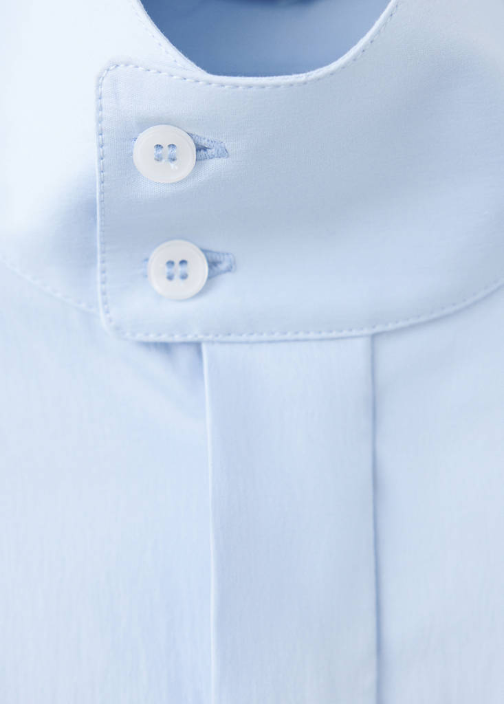 Oversized funnel-neck shirt — Blue