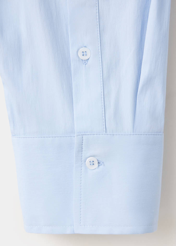 Oversized funnel-neck shirt — Blue