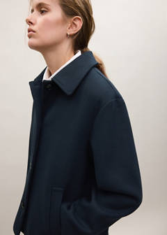 Wool-blend coat with button fastening — Navy 4