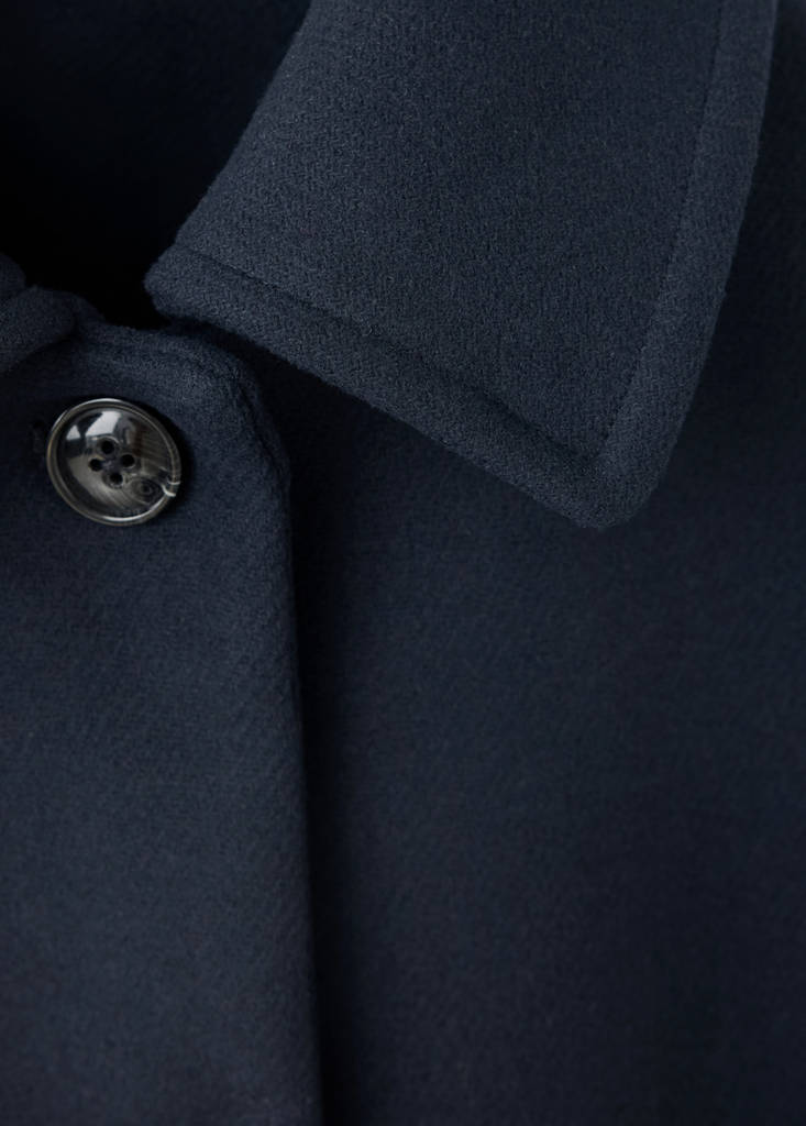 Wool-blend coat with button fastening — Navy