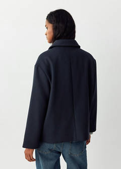 Wool-blend coat with button fastening — Navy 13