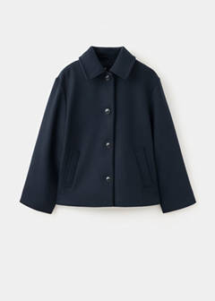 Wool-blend coat with button fastening — Navy 6