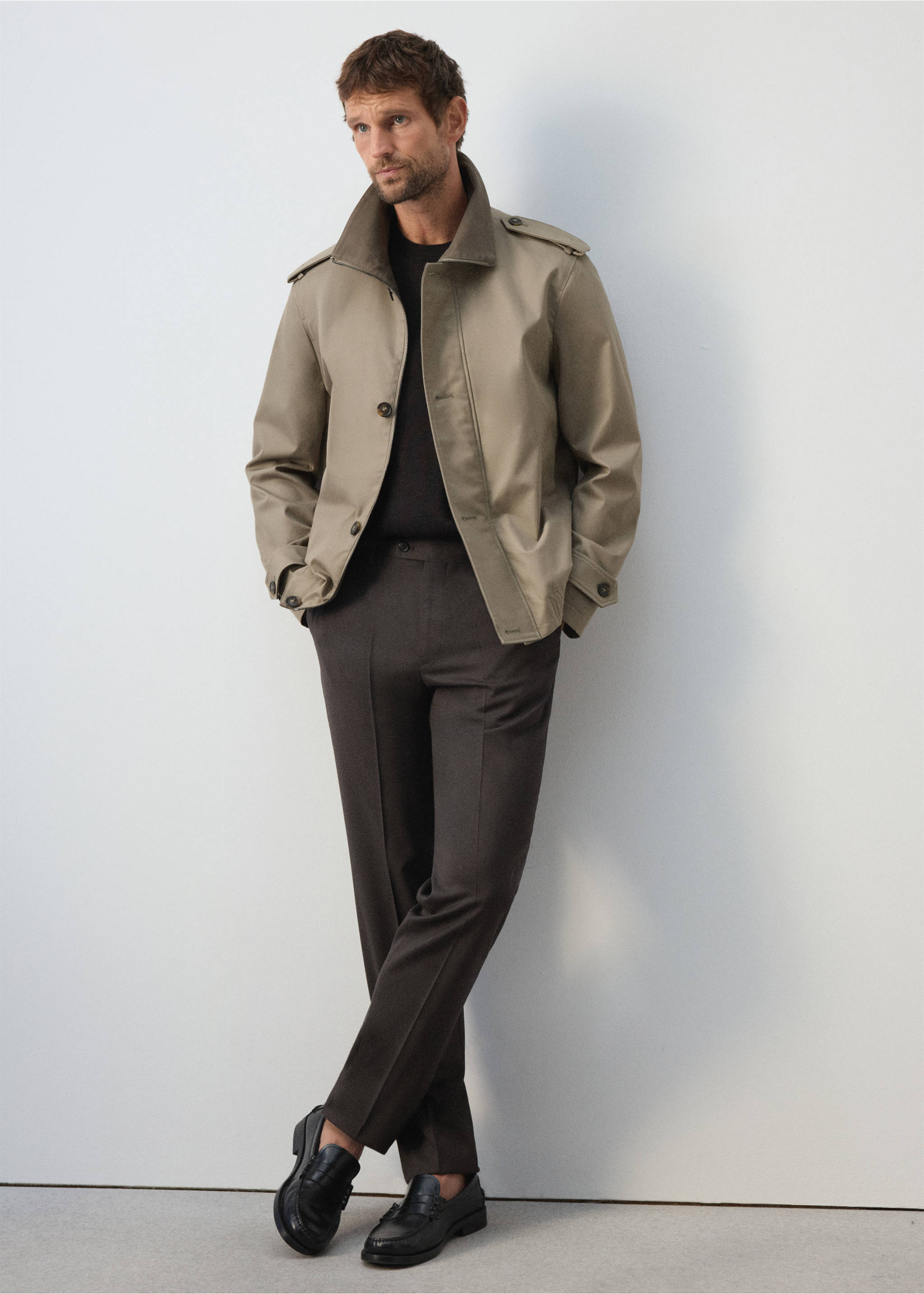 100% cotton water repellent jacket - Details of the article 4, Medium Brown. Ref: 37085974-00.