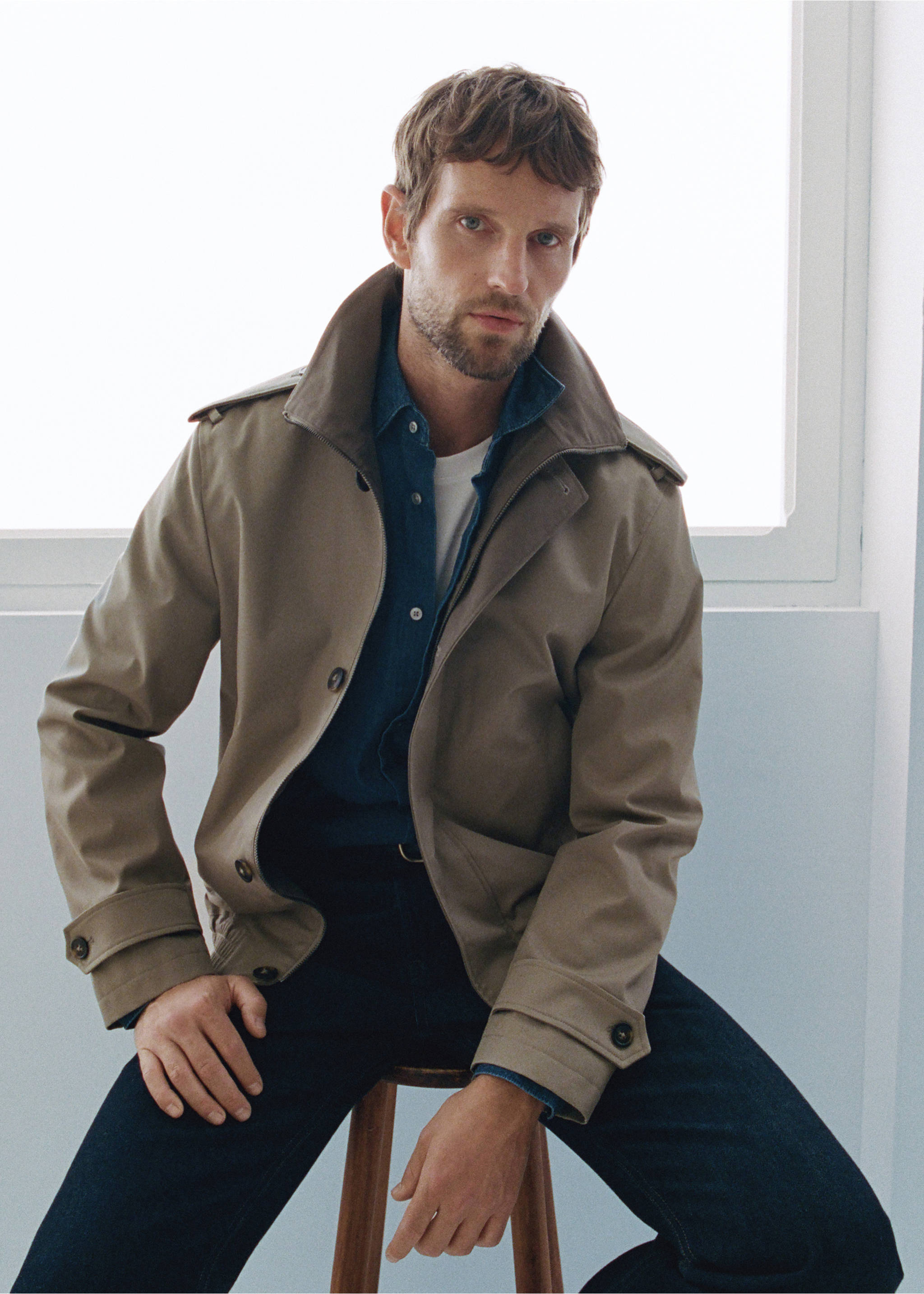 100% cotton water repellent jacket - Details of the article 5, Medium Brown. Ref: 37085974-00.