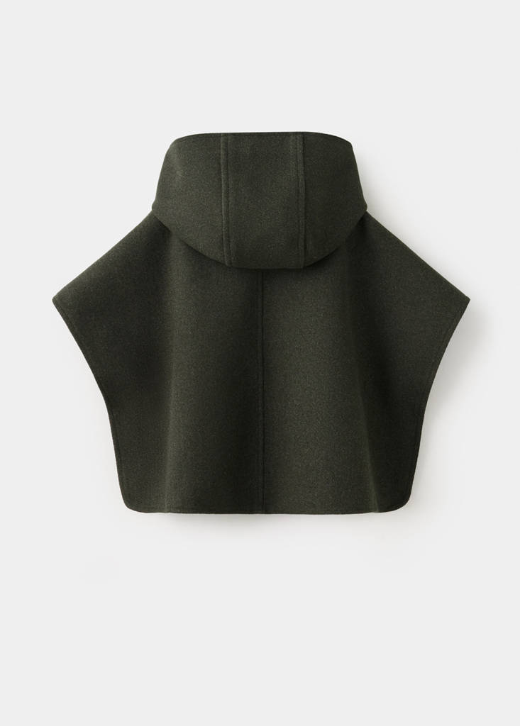 Hooded cape with toggle fastenings — Medium Green