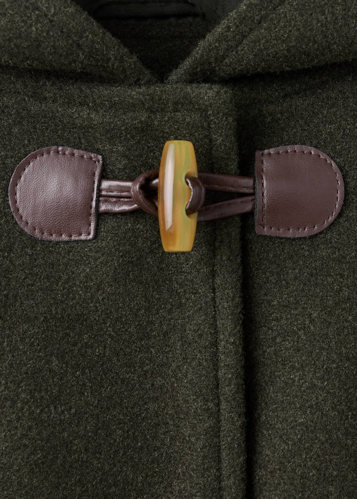 Hooded cape with toggle fastenings — Medium Green