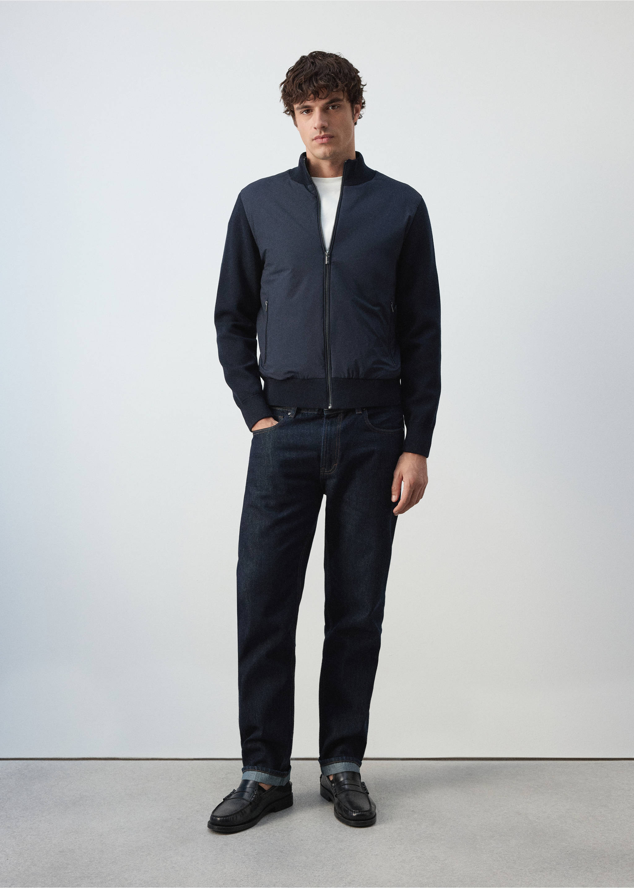 Cotton-blend bomber jacket - General plane, Navy. Ref: 37085980-00.