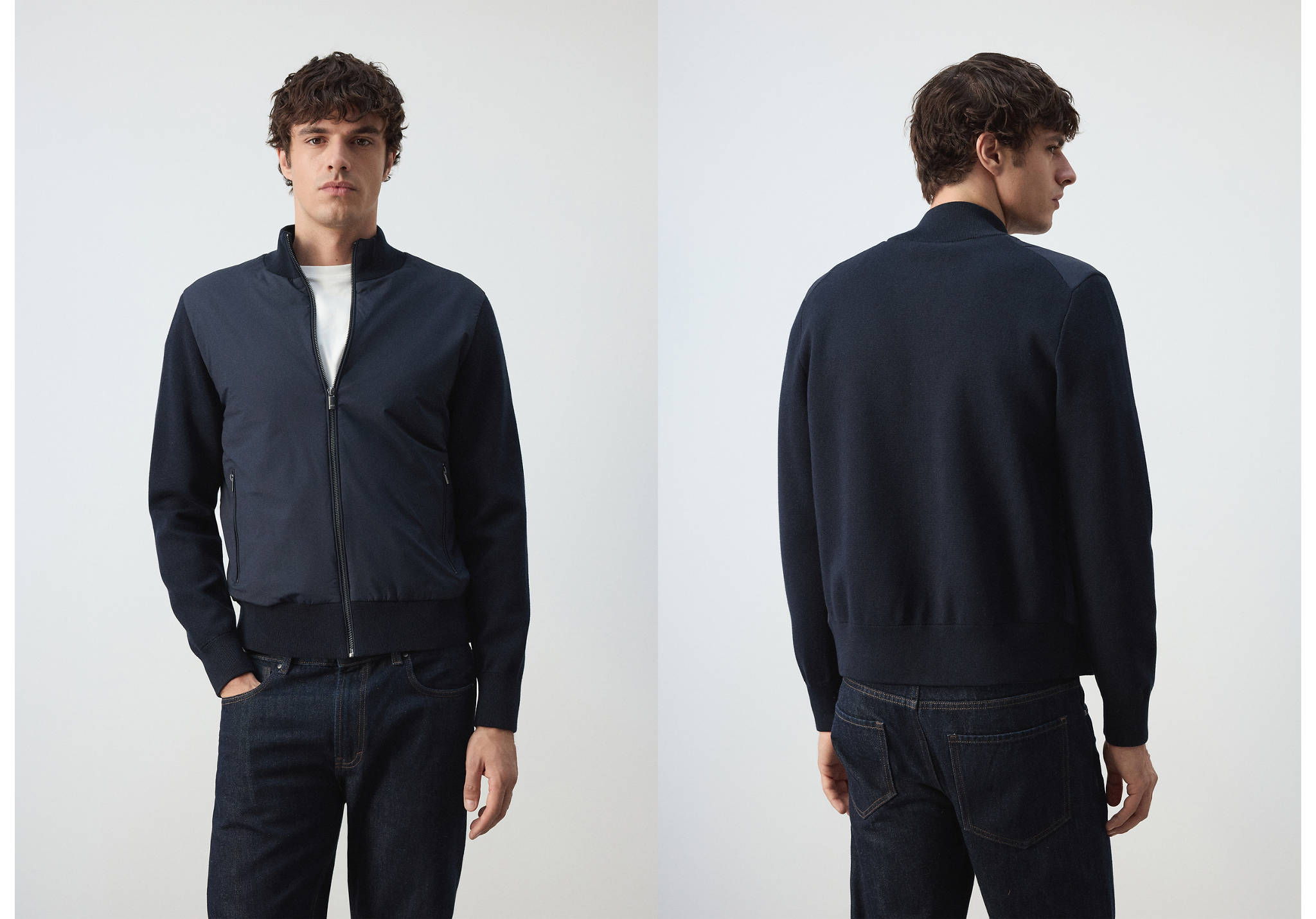 Veste combinée en maille de mélange coton - Plan panoramique