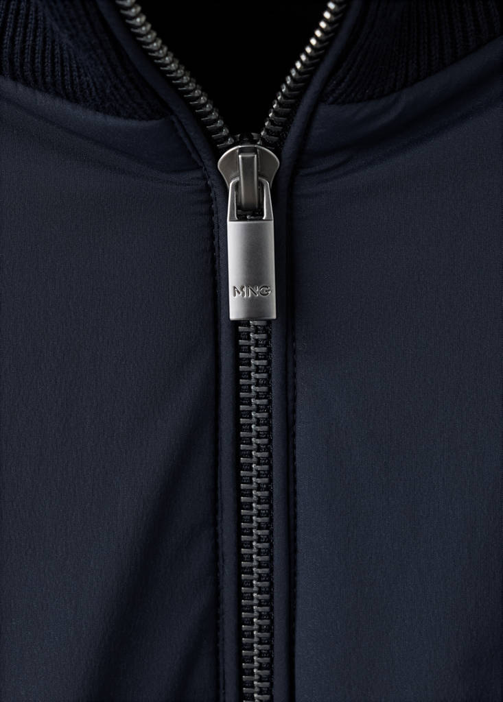 Jacket in mixed-knit cotton blend — Navy