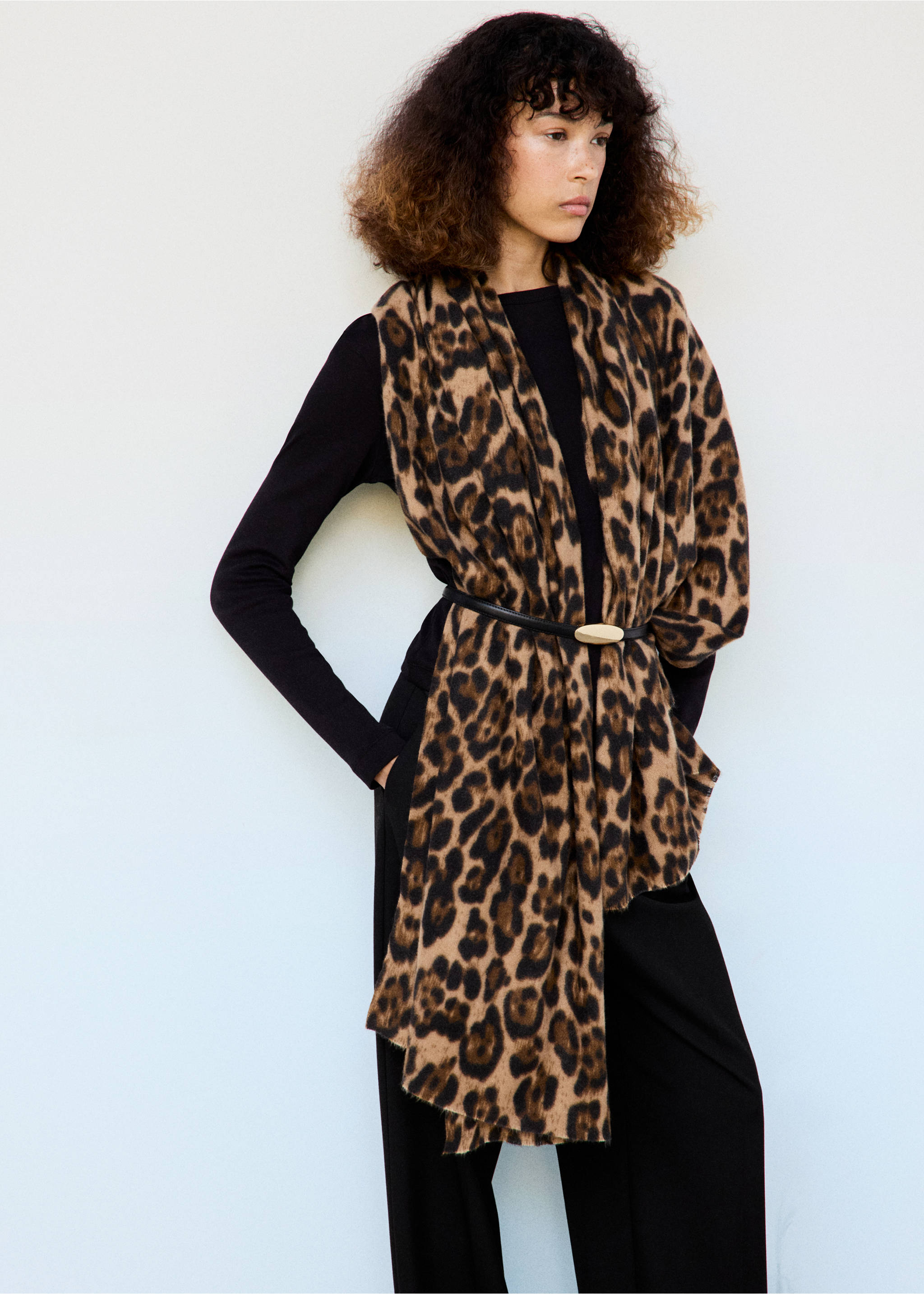Animal print scarf - General plane, Brown. Ref: 37085982-00.