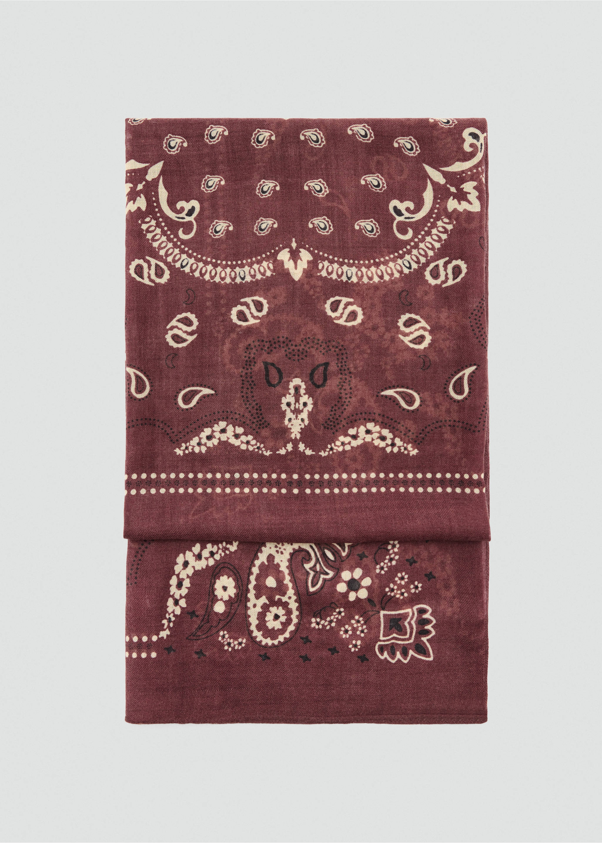 Paisley print scarf - Article without model, Chocolate. Ref: 37085983-00.