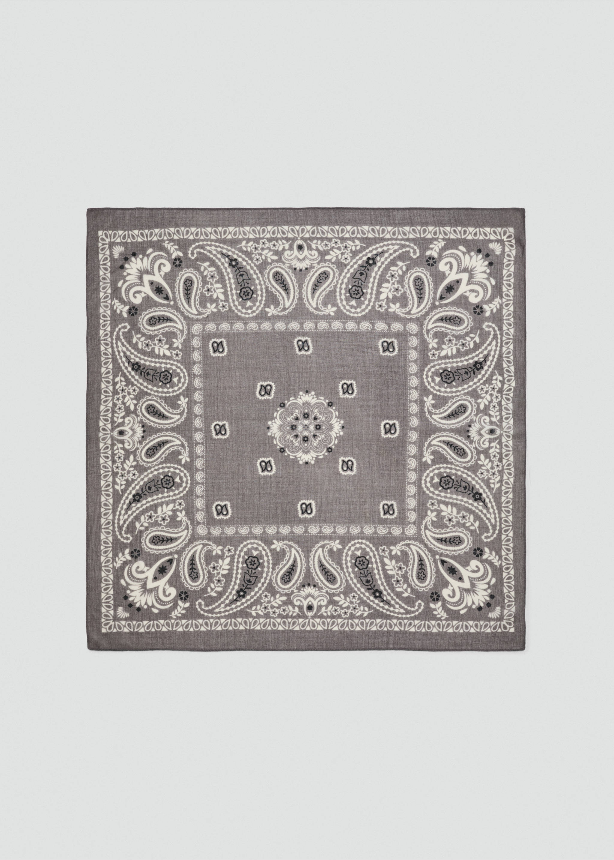 Paisley print scarf - Details of the article 2, Grey. Ref: 37085983-00.