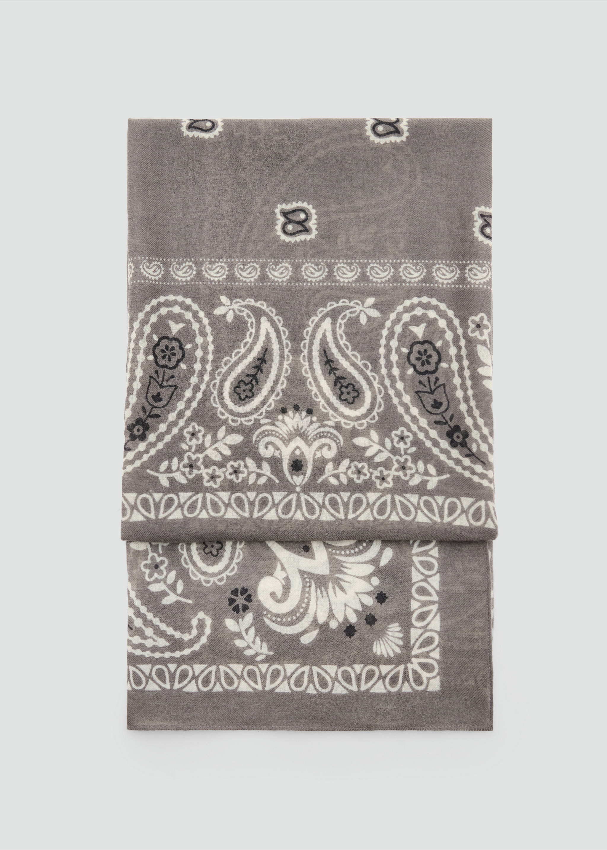 Paisley print scarf - Article without model, Grey. Ref: 37085983-00.