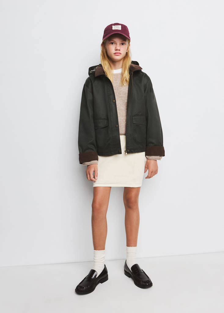 Kurtka z kołnierzem sztruksowym khaki - Dzieci - 10 - MANGO KIDS