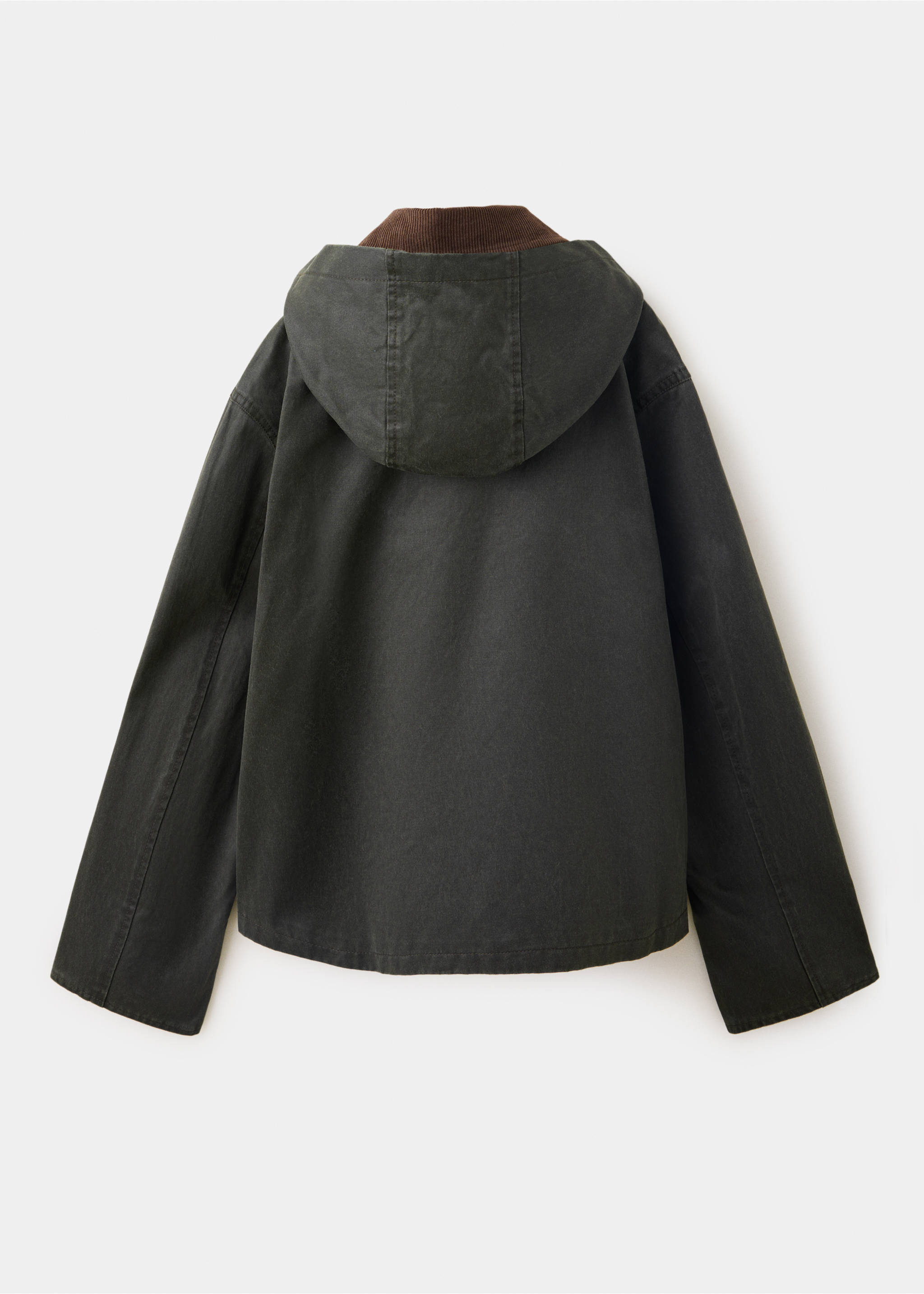 Corduroy-collar jacket - Reverse of the article, Khaki. Ref: 37085984-00.