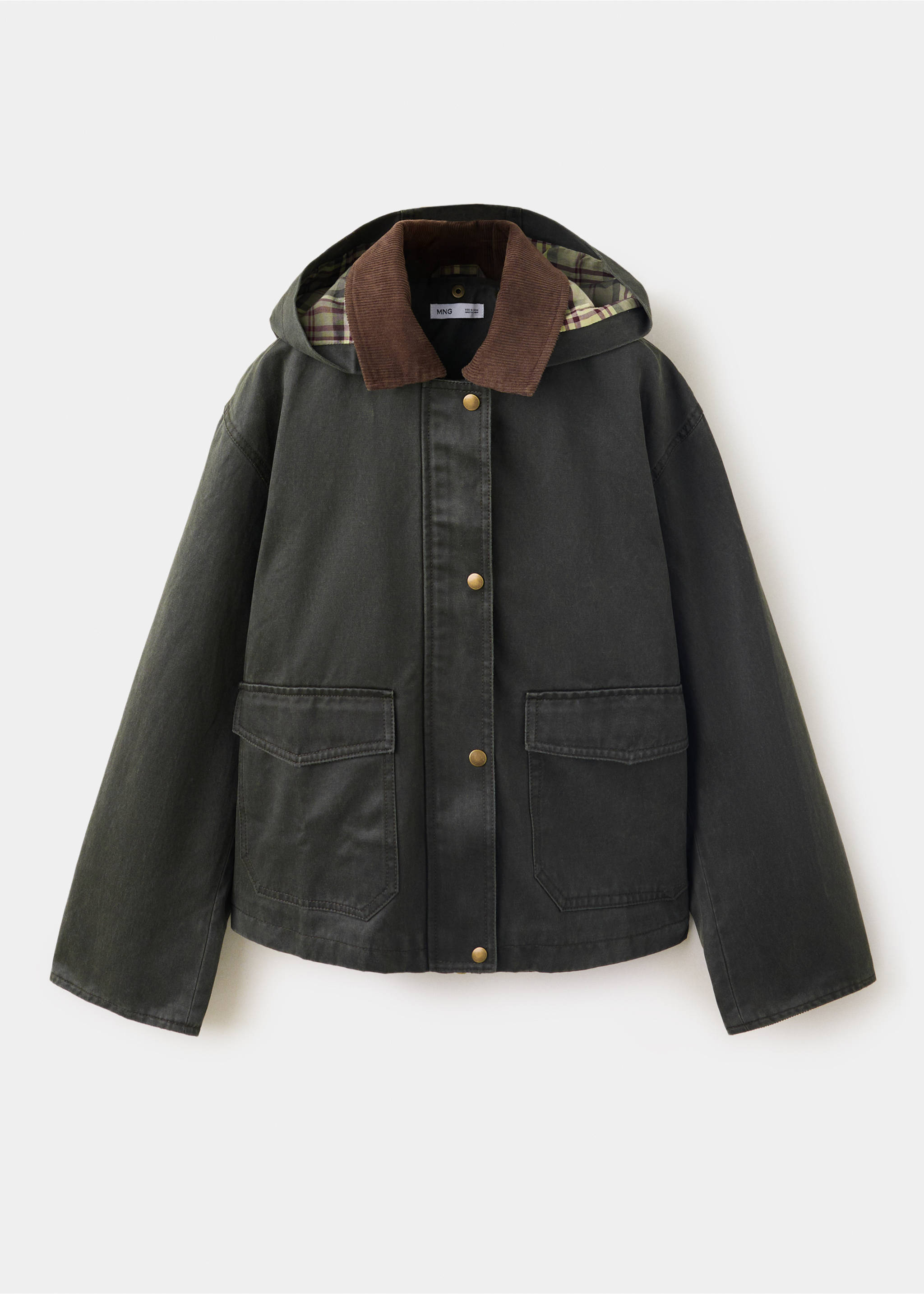 Corduroy-collar jacket - Article without model, Khaki. Ref: 37085984-00.