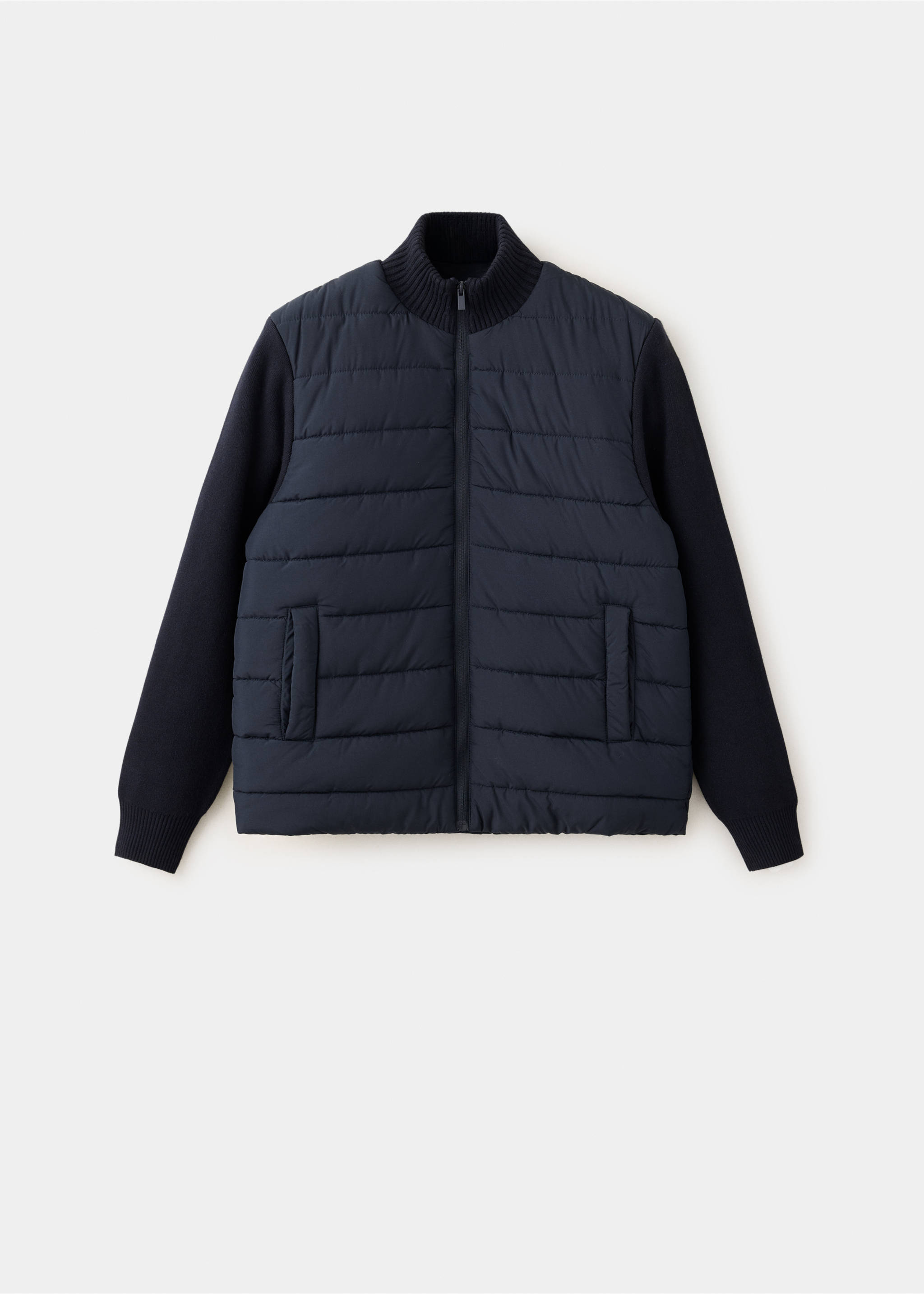 Veste en maille avec empiècements matelassés - Article sans modèle, Bleu marine. Ref: 37085986-00.