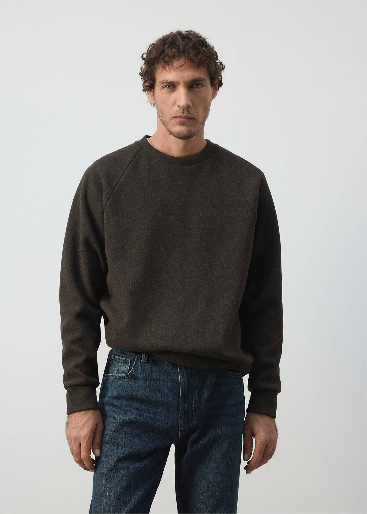Brushed-effect sweatshirt — Brown