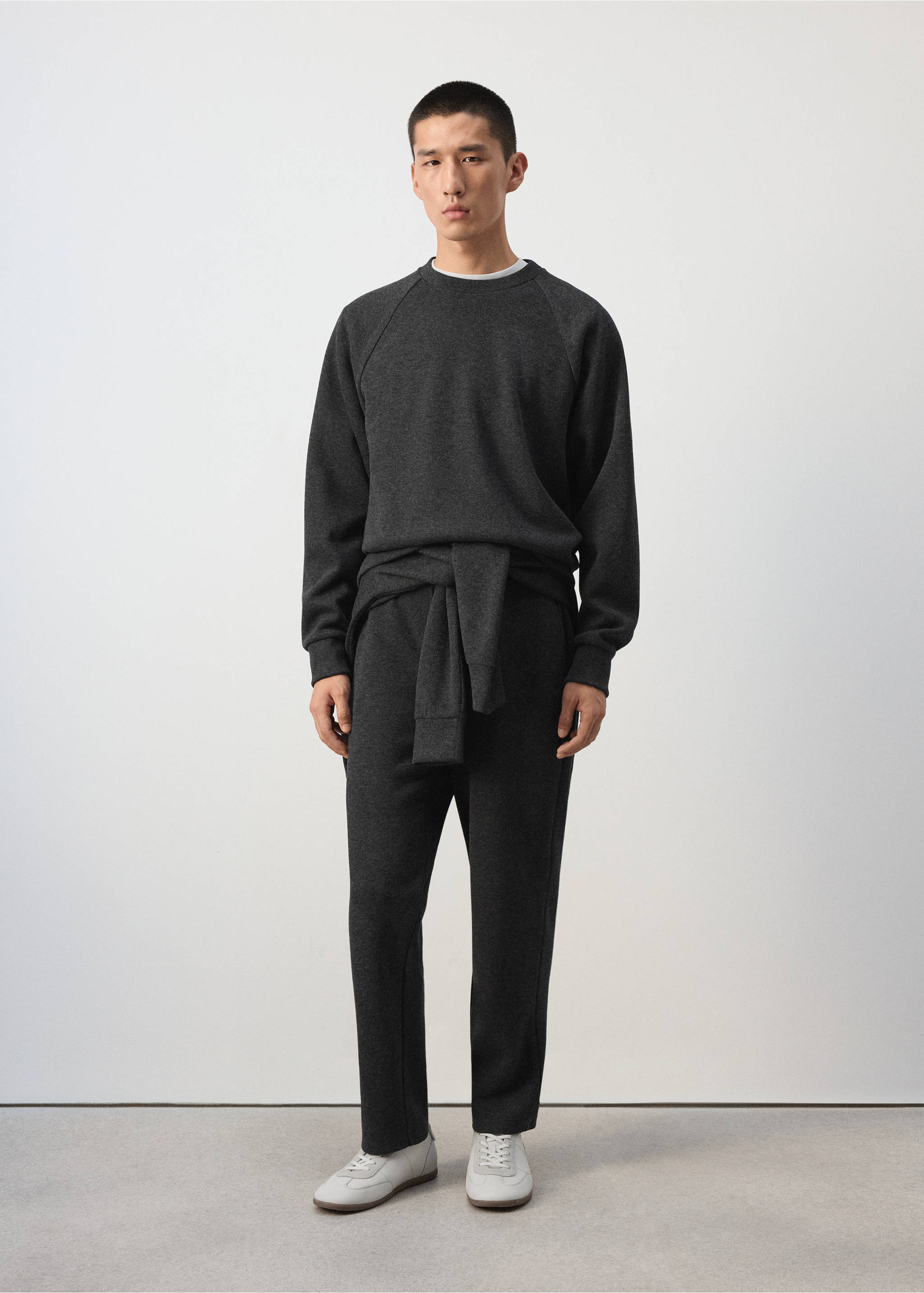 Sweatshirt van geborstelde sweatstof, regular fit - Overzichtstekening, Donkergrijs. Ref: 37085987-00.
