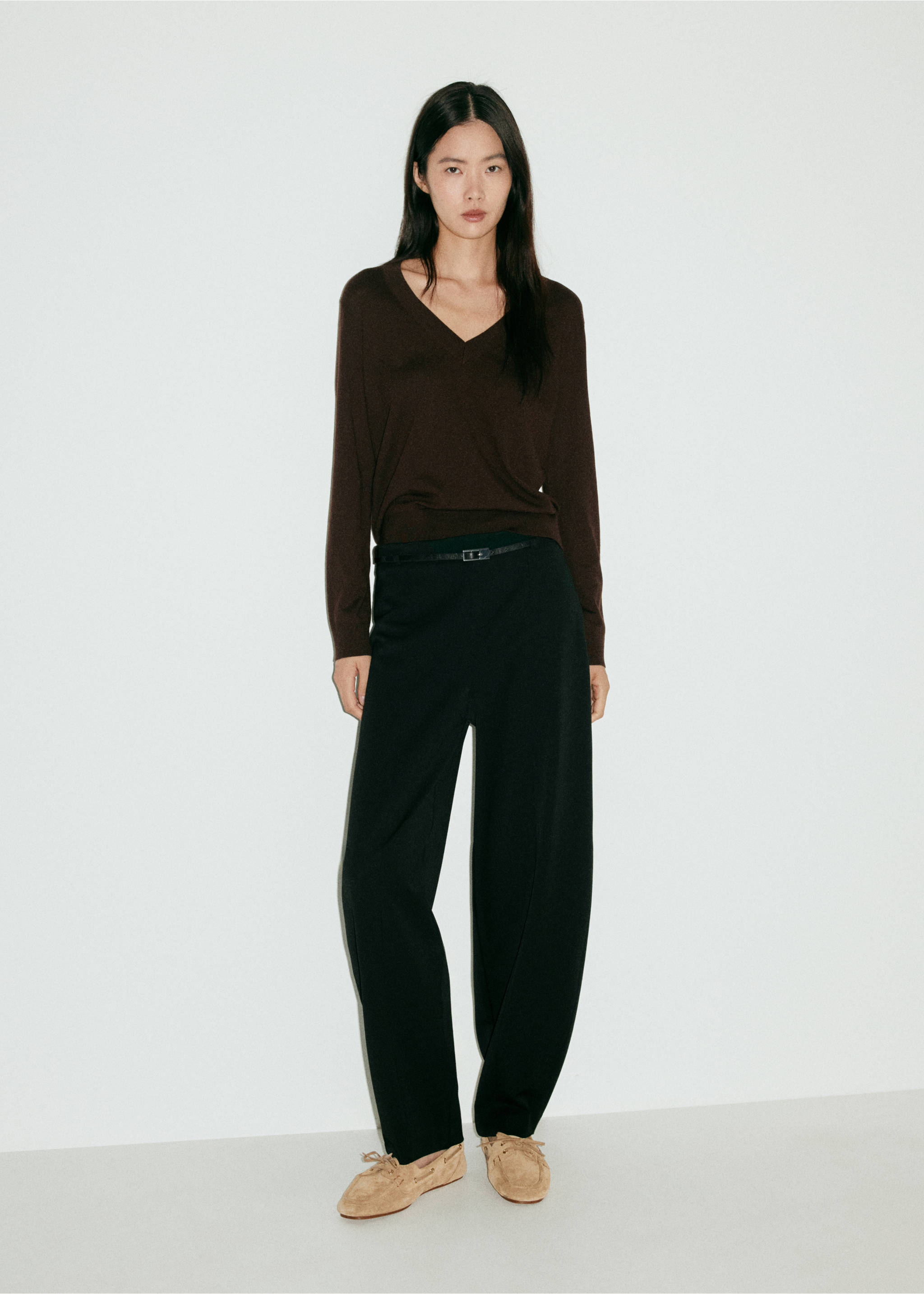 Balloon trousers with buckle belt - General plane, Black. Ref: 37085988-00.