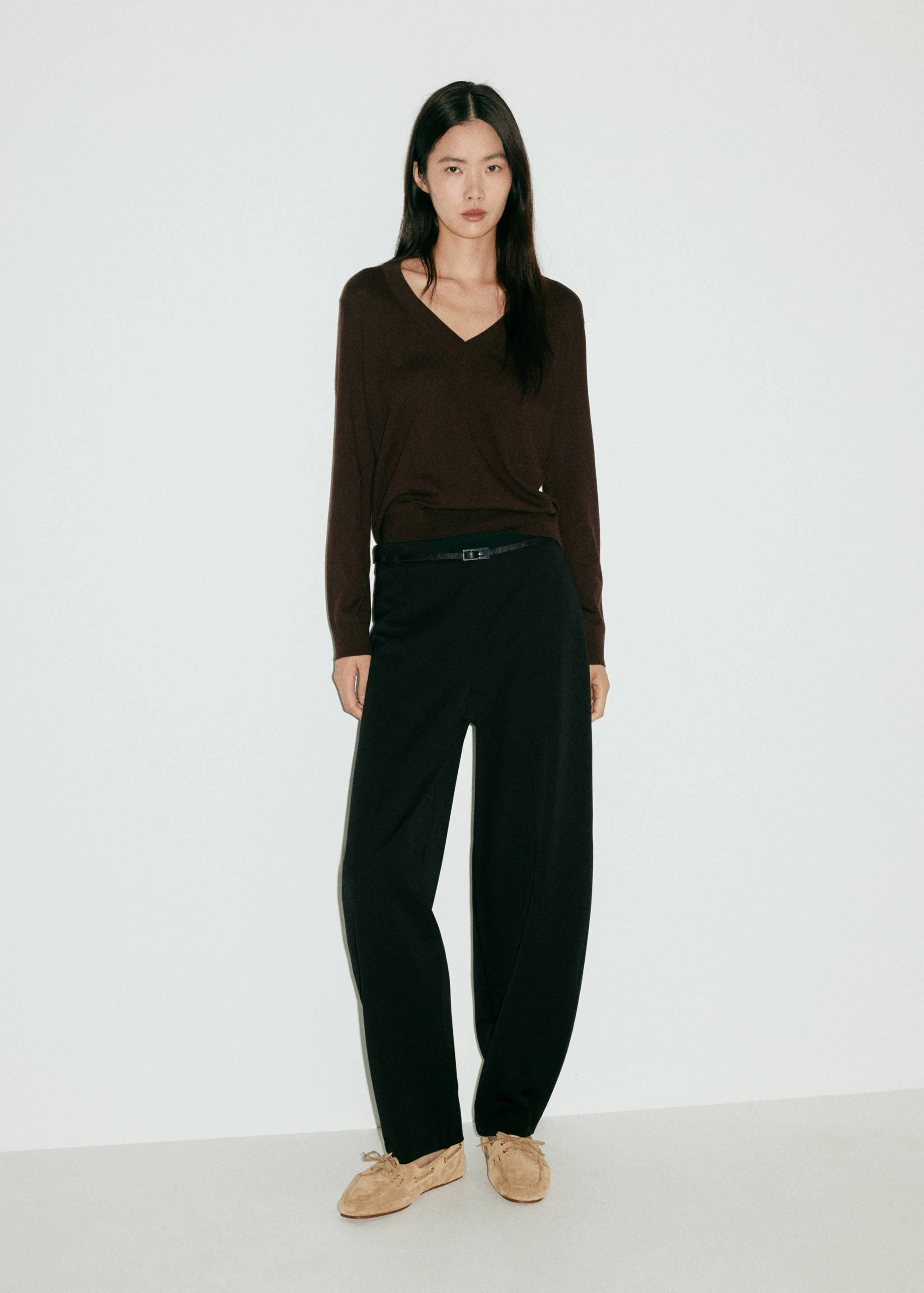 Balloon trousers with buckle belt - General plane