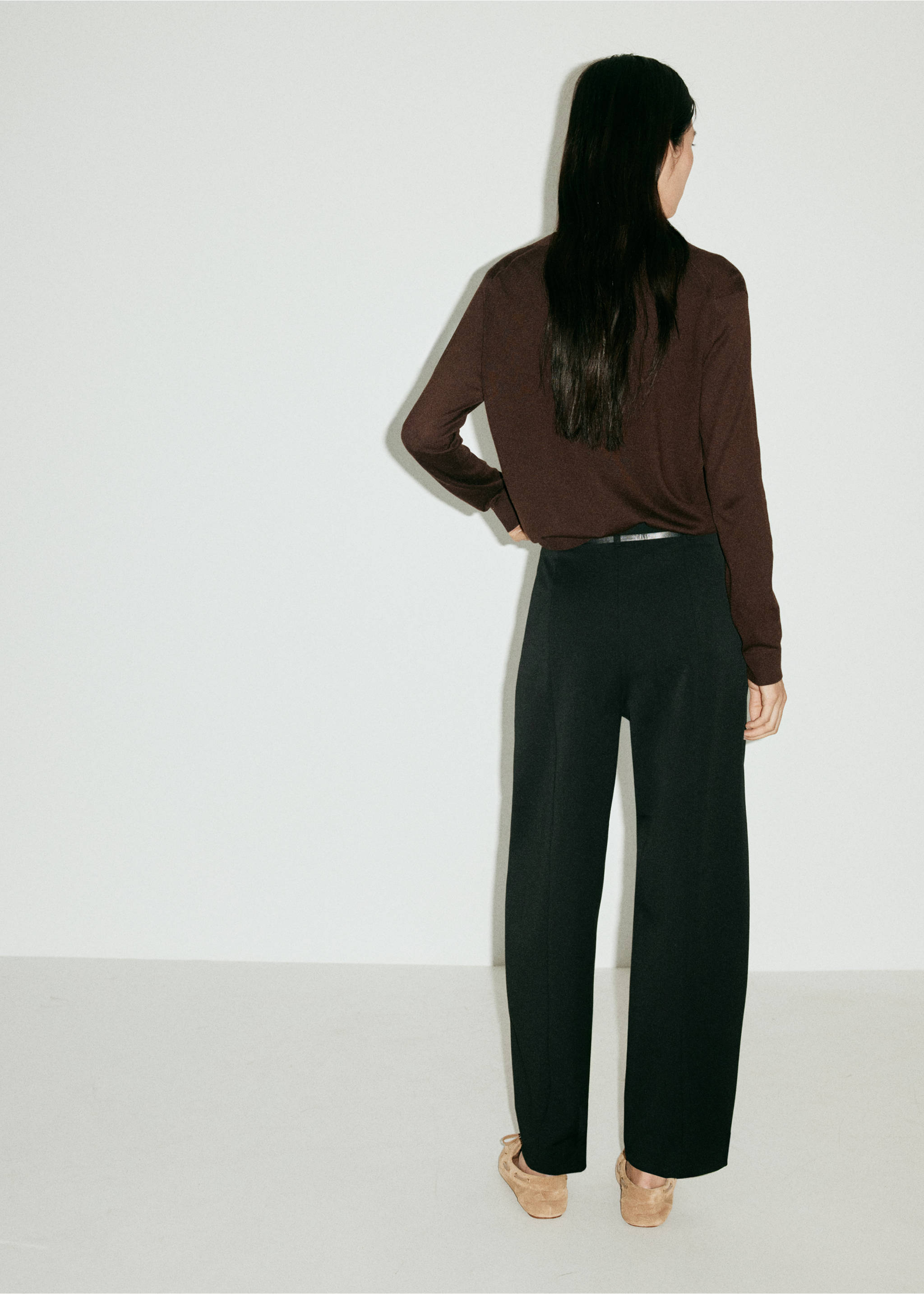 Balloon trousers with buckle belt - Reverse of the article, Black. Ref: 37085988-00.
