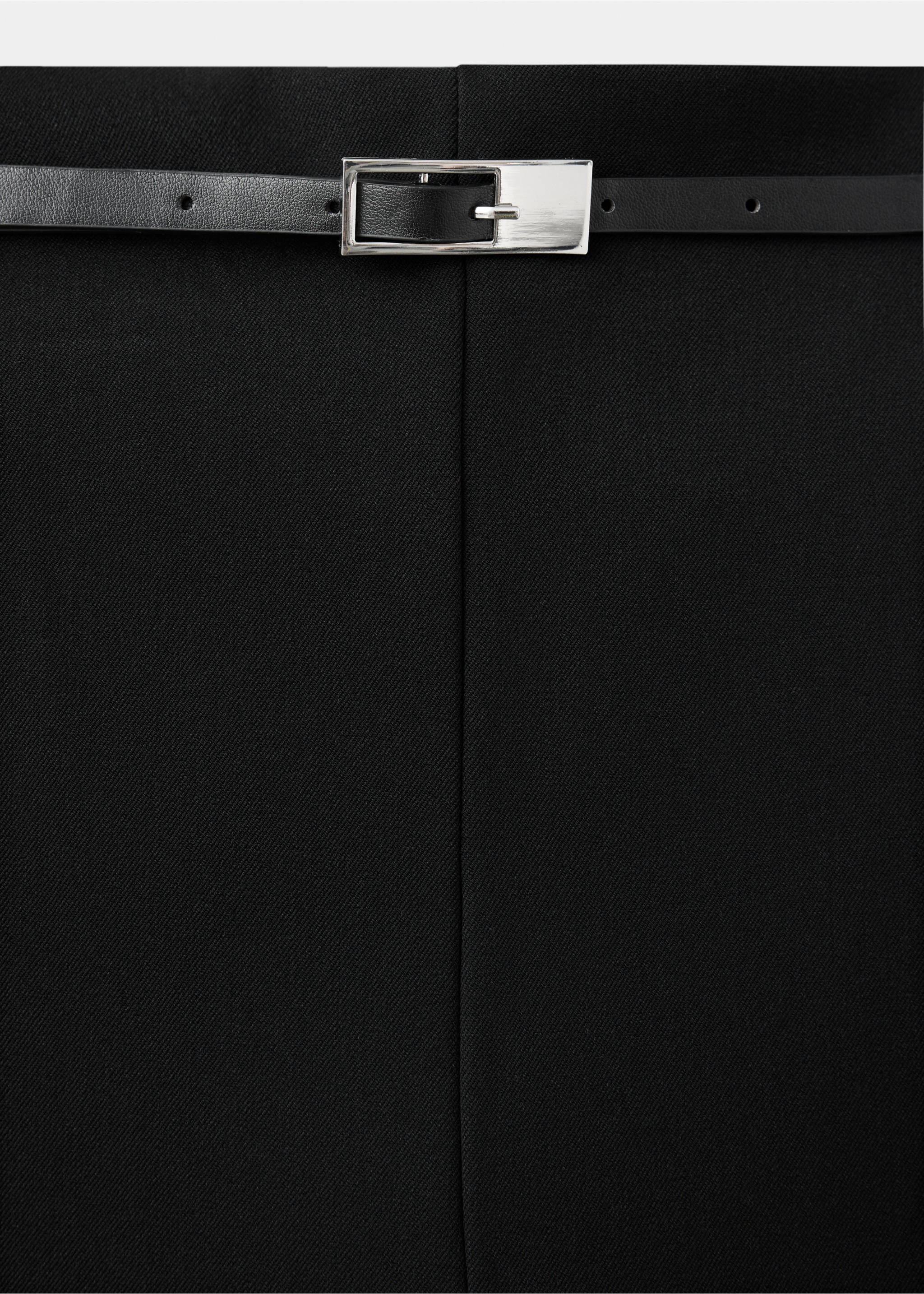 Balloon trousers with buckle belt - Details of the article 8, Black. Ref: 37085988-00.