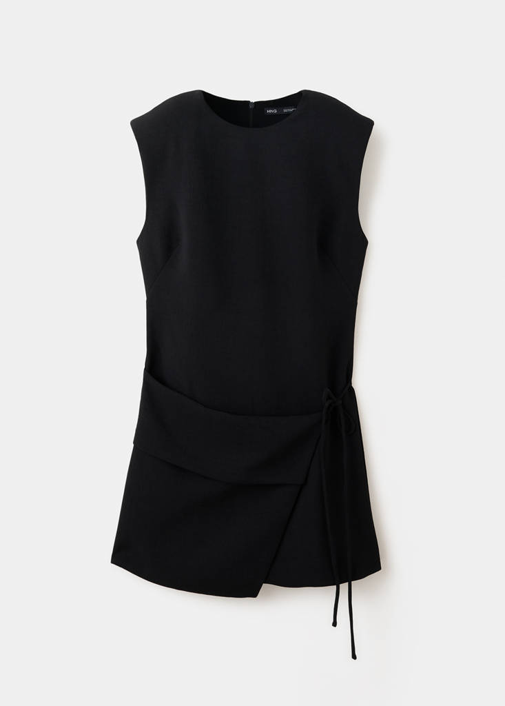 Wrap dress with side tie — Black