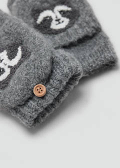 Knitted gloves with raccoon detail — Grey 2
