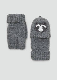Knitted gloves with raccoon detail — Grey 3