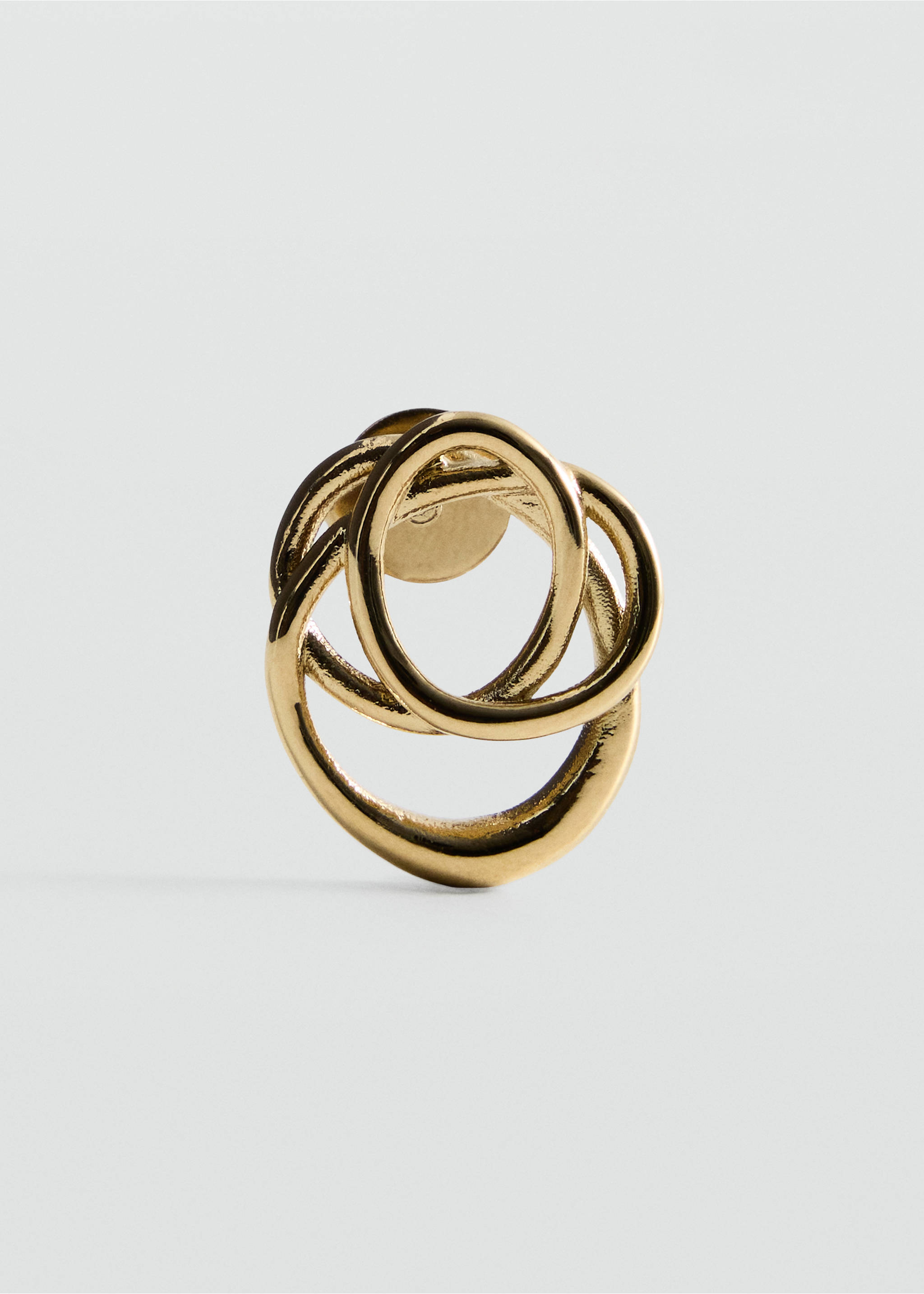 Interlocking stainless steel earrings - Details of the article 1, Gold. Ref: 37085991-00.