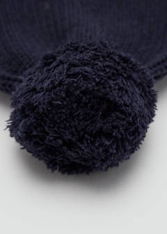 Knitted hat with pom-pom and earflaps — Navy 3