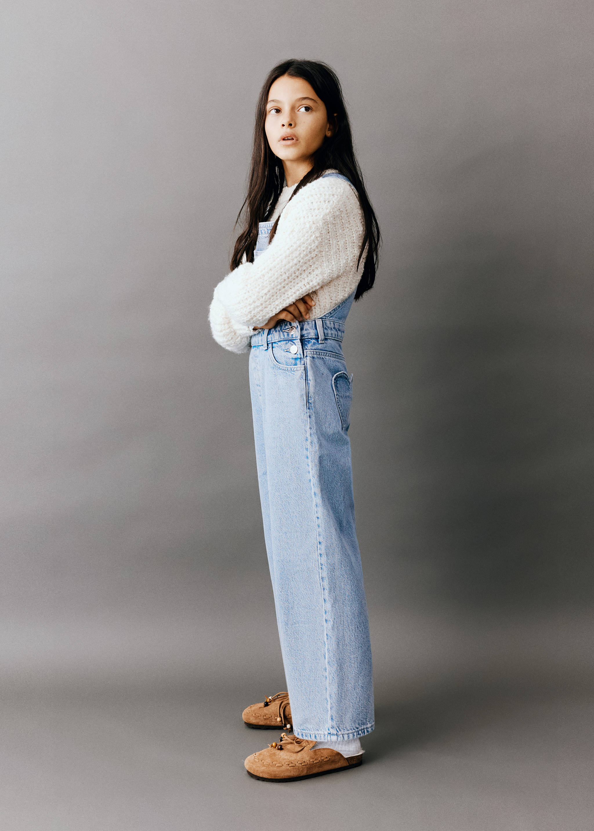 Embroidered denim dungarees - General plane