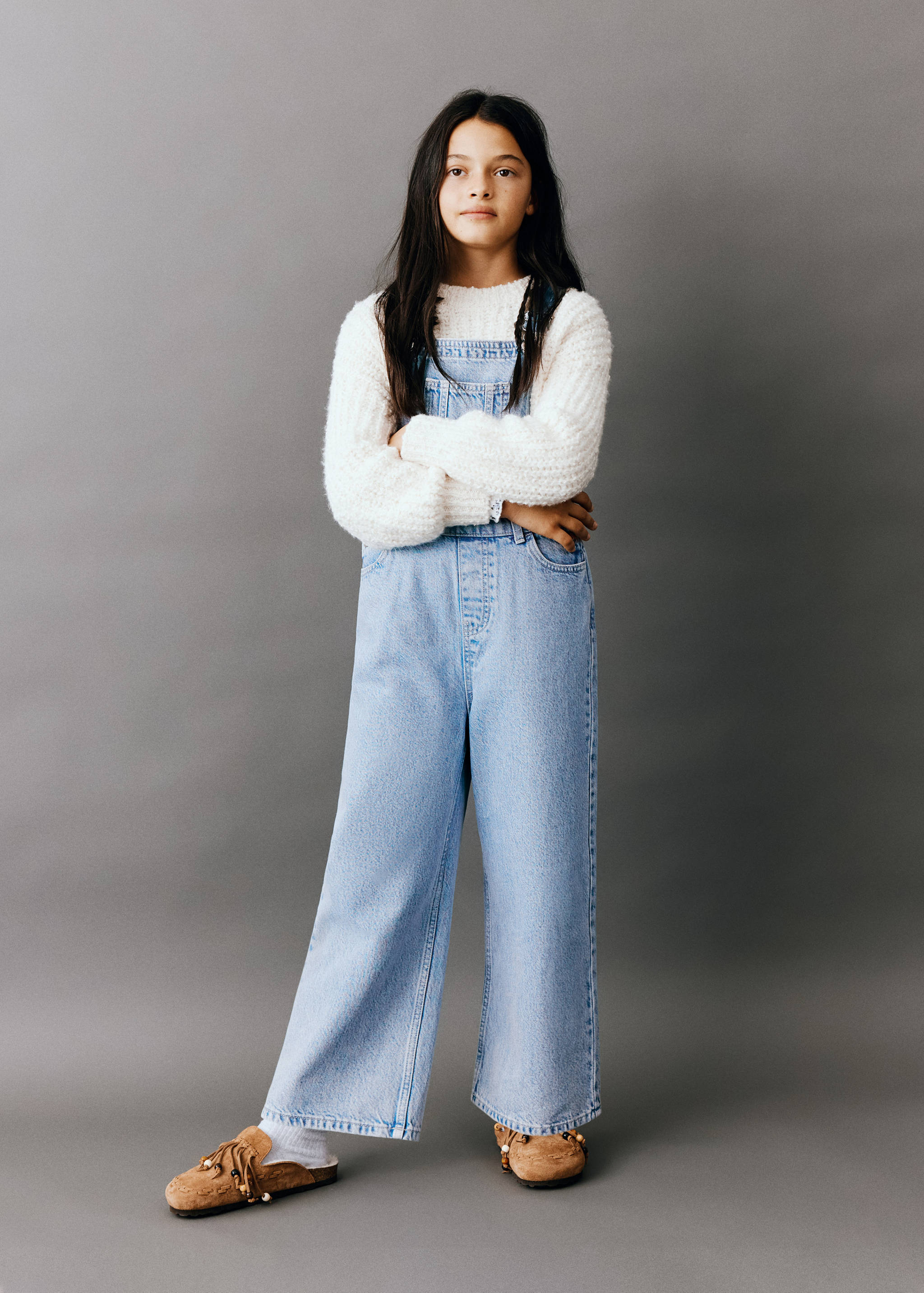 Embroidered denim dungarees - Medium plane