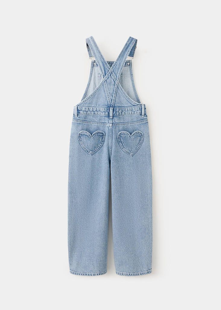 Embroidered denim dungarees