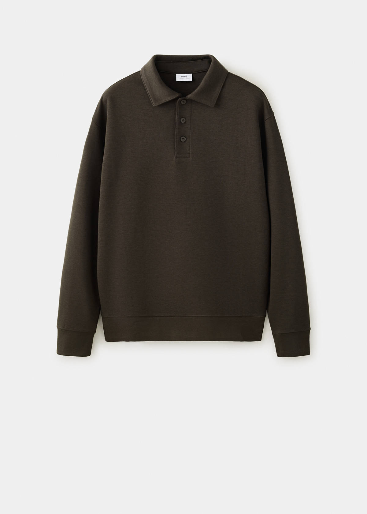 Regular fit polo-neck sweatshirt — Brown