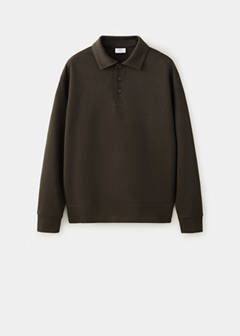 Regular fit polo-neck sweatshirt — Brown 6