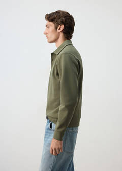 Regular fit polo-neck sweatshirt — Khaki 5