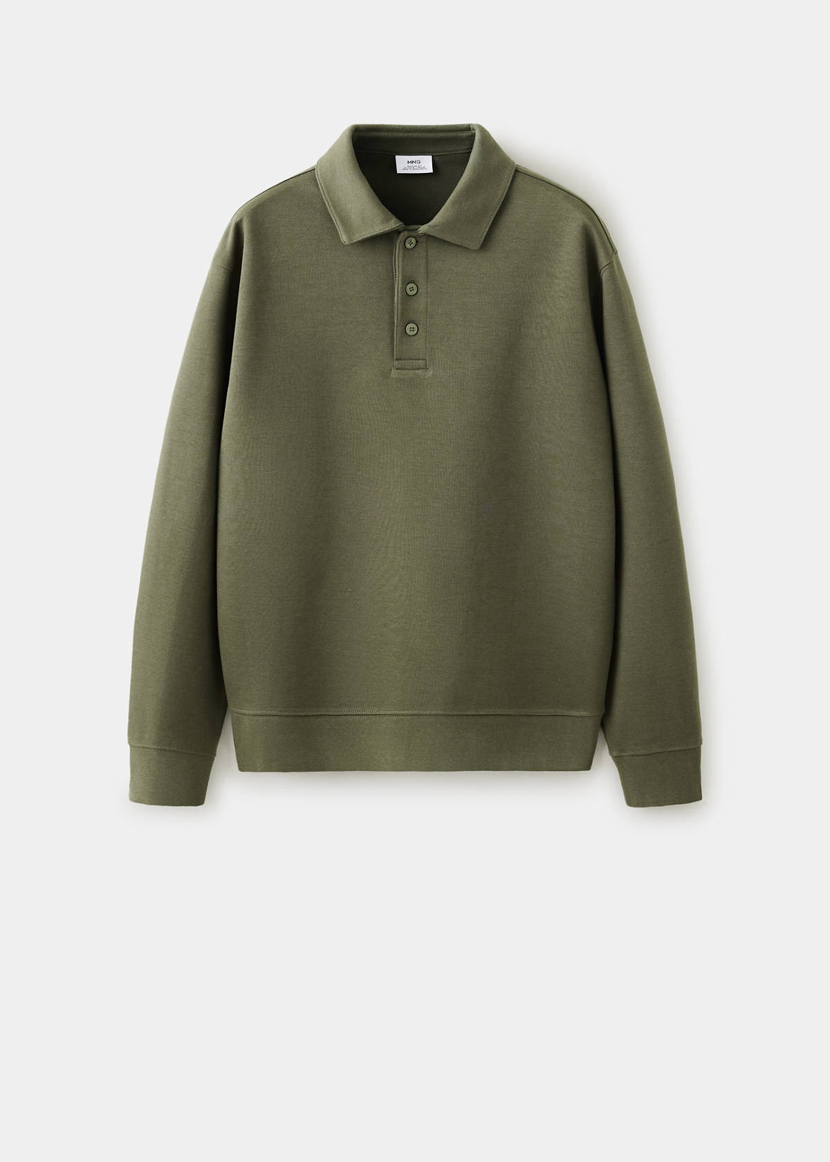 Regular fit polo-neck sweatshirt — Khaki