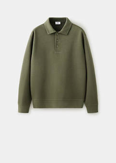 Regular fit polo-neck sweatshirt — Khaki 6