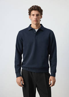 Regular fit polo-neck sweatshirt — Night Blue 1