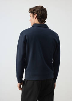Regular fit polo-neck sweatshirt — Night Blue 3